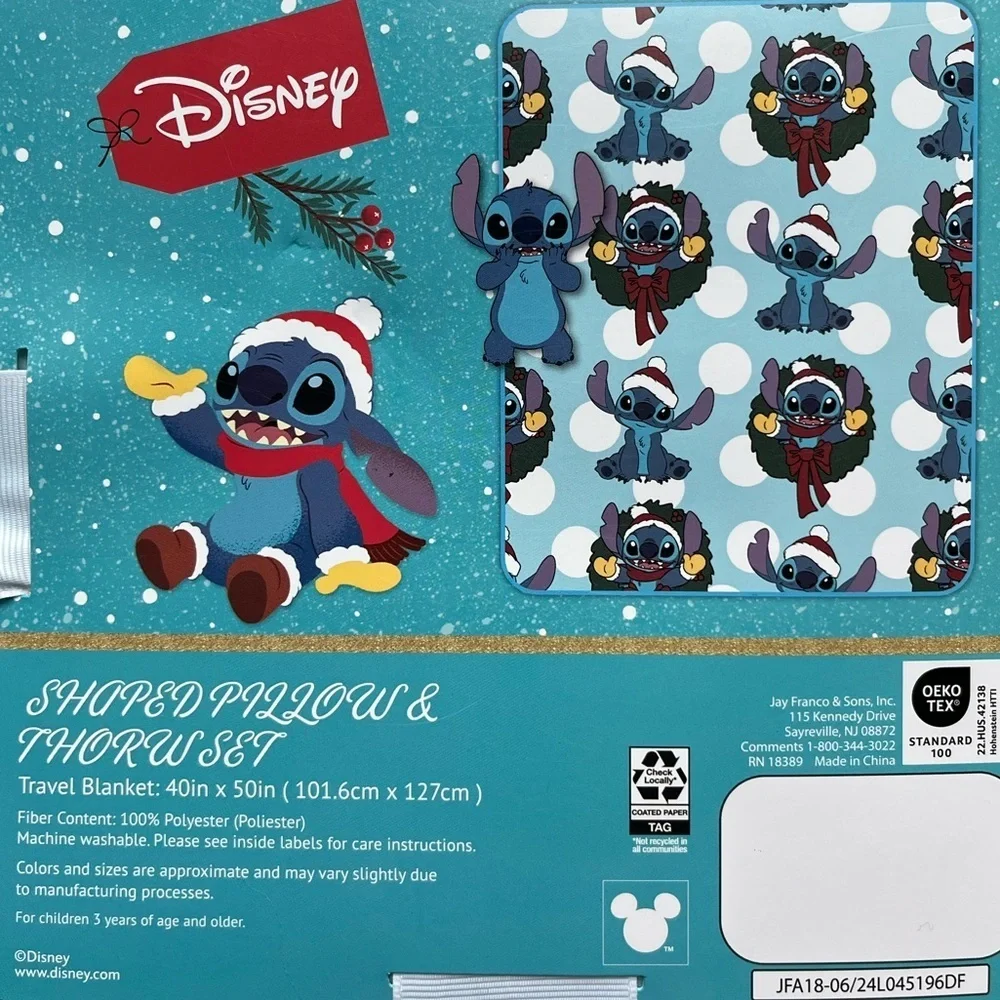 🆕 Disney Lilo and Stitch Stitch Shaped Pillow and Throw Blanket Set Christmas